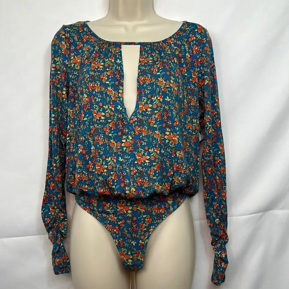 Free People Intimately free floral turquoise body suit size XS NWT